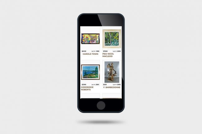 Gardner Galleries website on phone