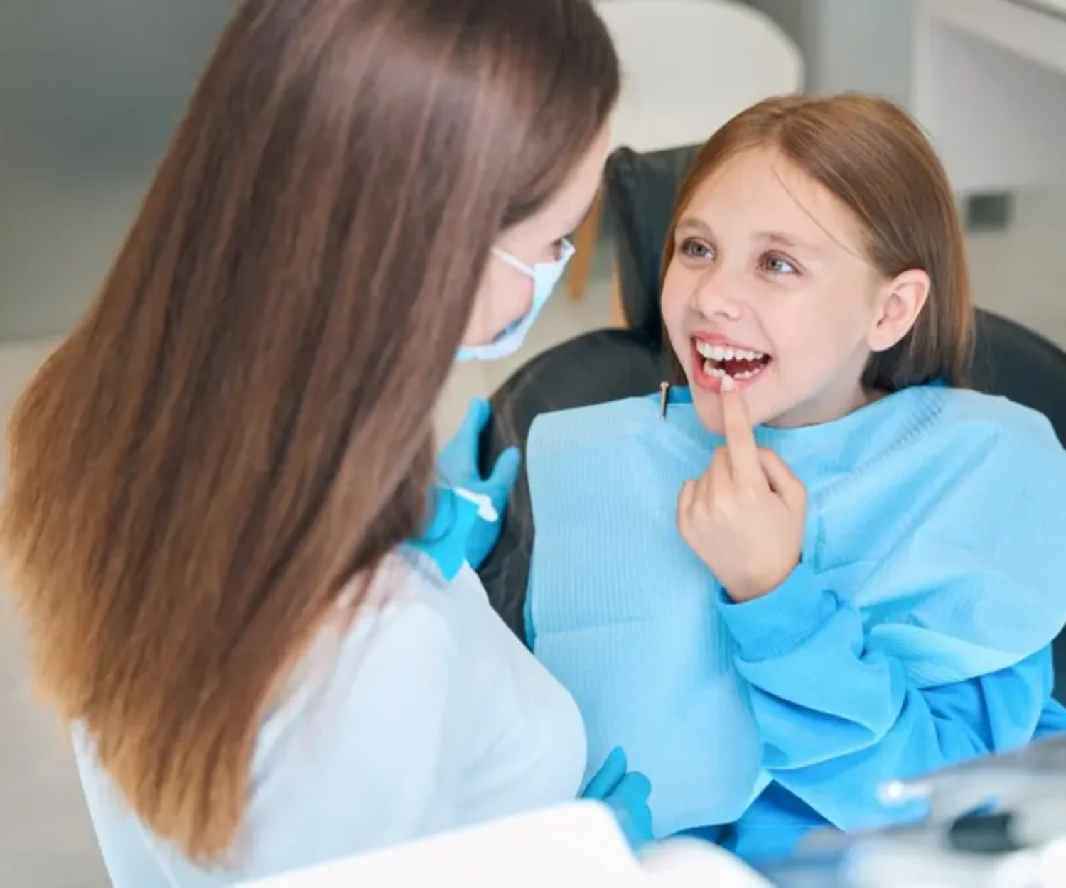 Child at the dentist being examined