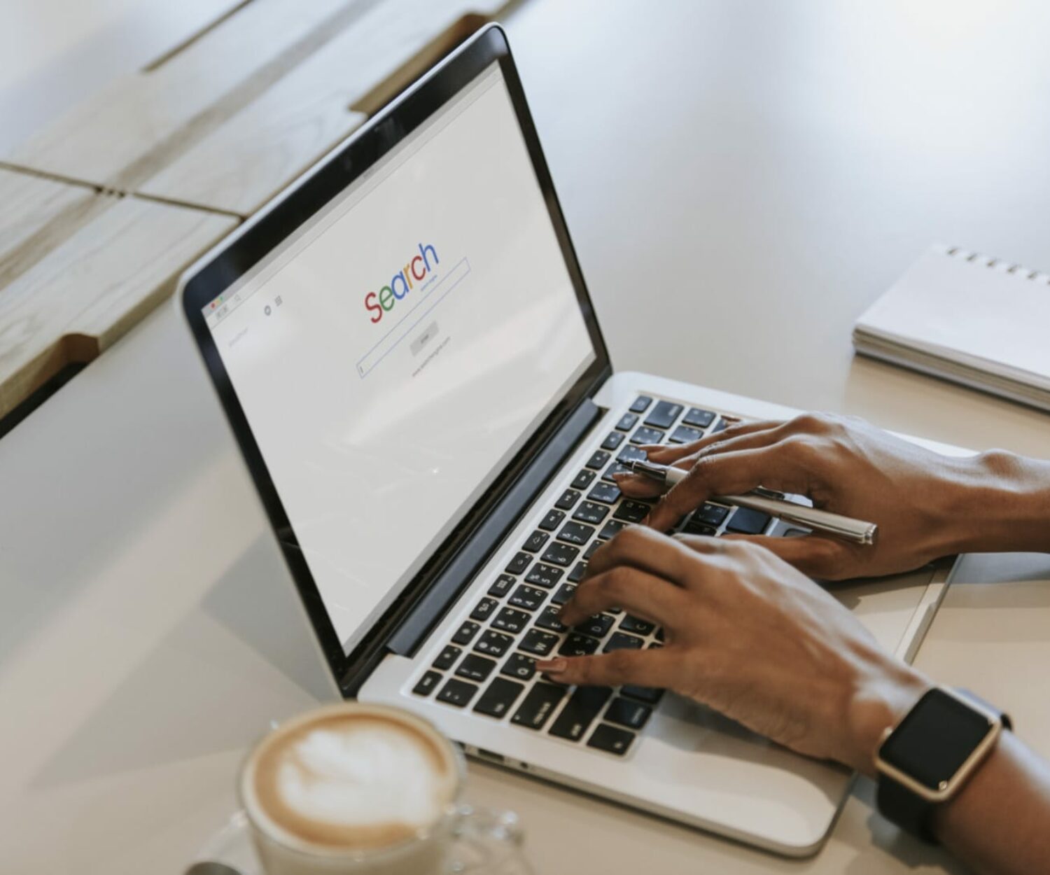 Searching the internet on a laptop